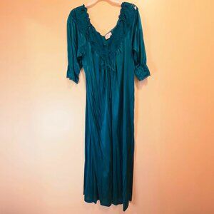 Samye Newman Dark Teal Green Lace Robe M